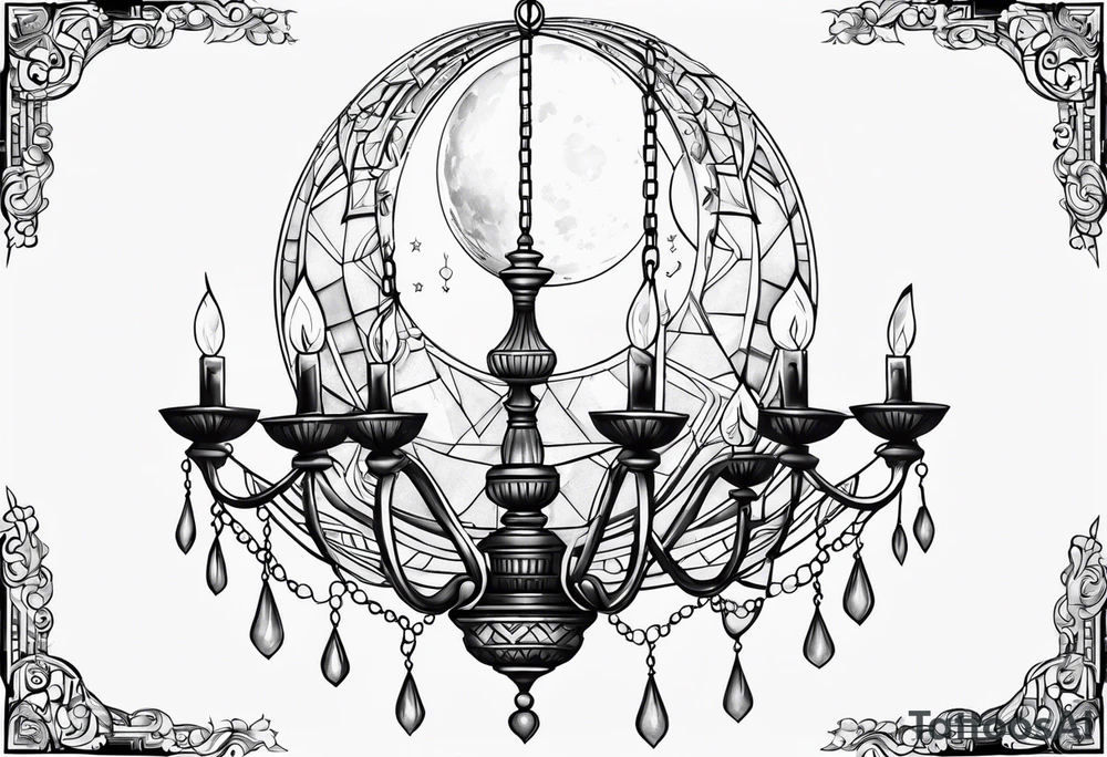 Moon chandelier tattoo idea