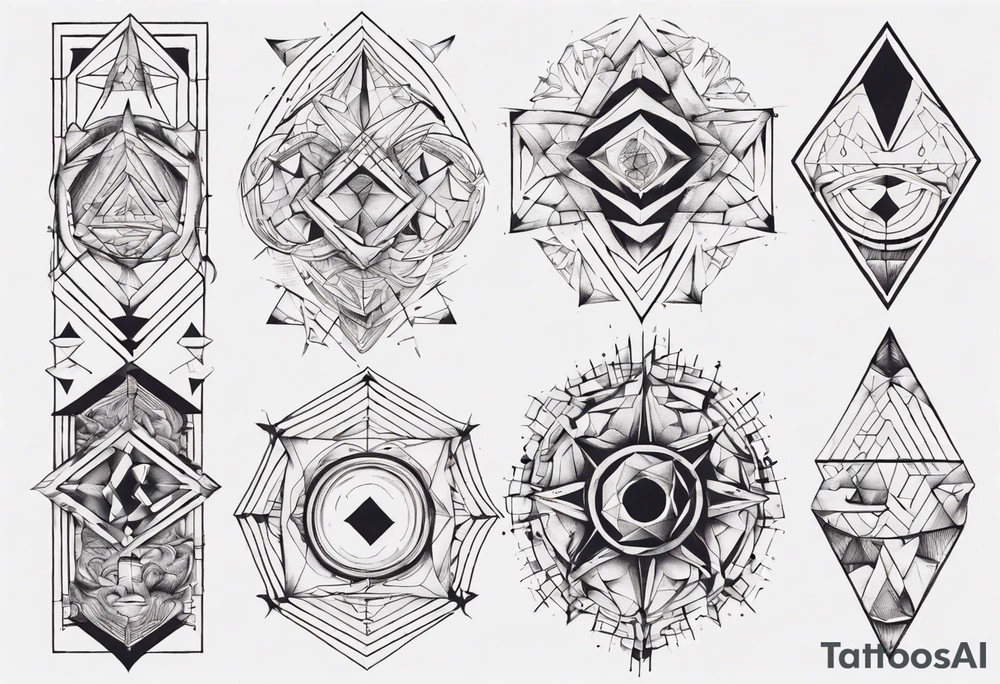 geometrical figures covering entire forearm tattoo idea
