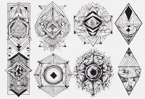 geometrical figures covering entire forearm tattoo idea