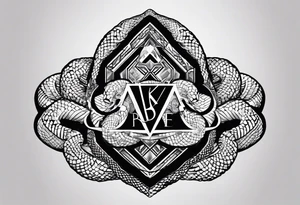 Kobe Bryant logo made with geometrical snake scales tattoo idea