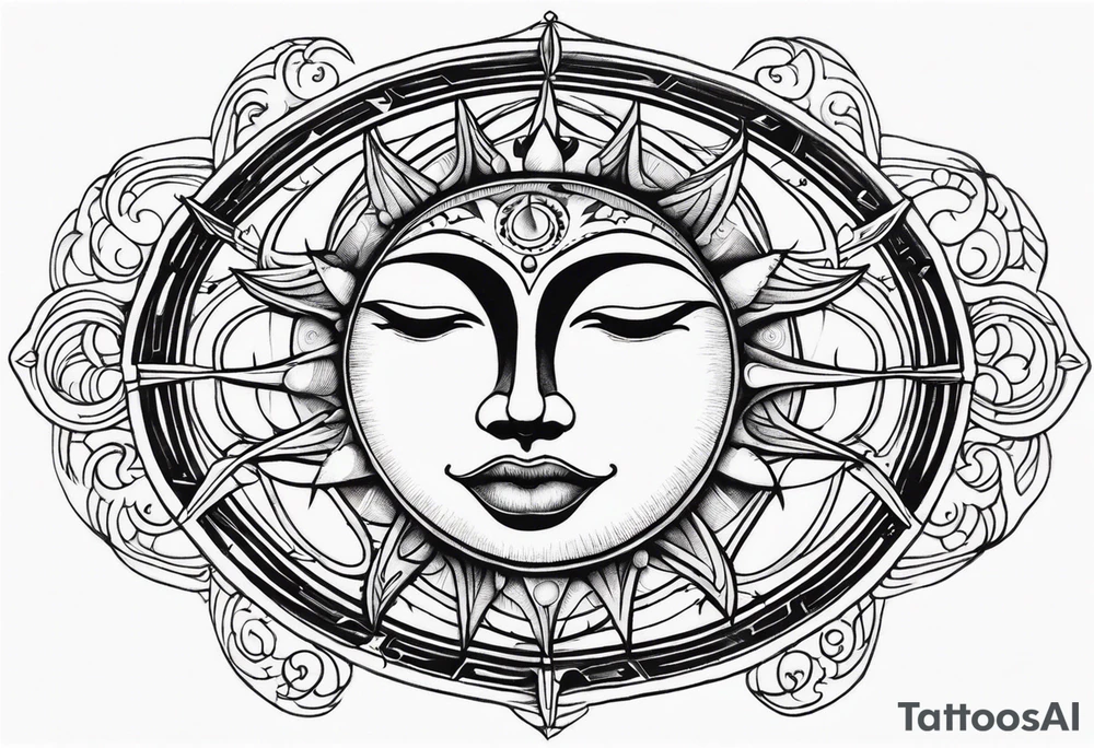 Celestial Sun Face tattoo idea