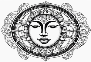 Celestial Sun Face tattoo idea