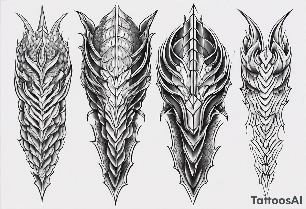 Dragonscale Leg armor symmetrical tattoo idea Dragonscale Leg armor symmetrical tattoo idea