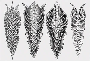 Dragonscale Leg armor symmetrical tattoo idea
