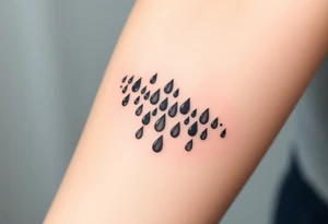 A cascade of small tear drops, fading from black to silvery gray, representing the passage of time and emotional release. tattoo idea