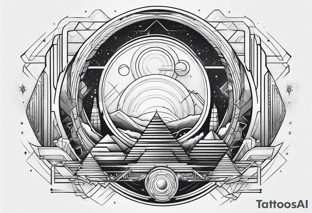 Futuristic line tattoo idea