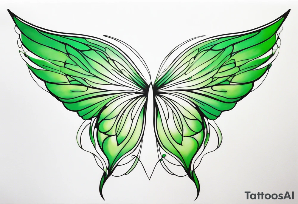 Green fairy wing tattoo idea