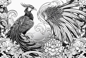 Japanese phoenix no background tattoo idea