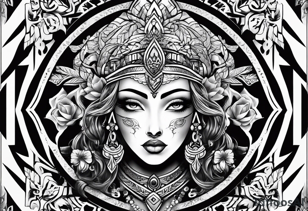 A thigh tattoo, symbol of strength, battle and motherhood. tattoo idea