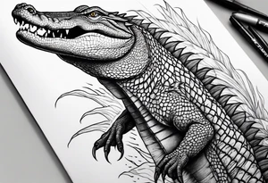 Arm sleeve with alligators and lightning tattoo idea