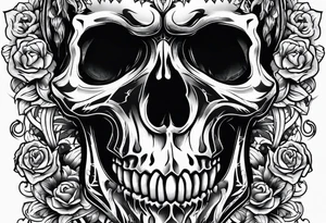 human skull with fangs tattoo idea