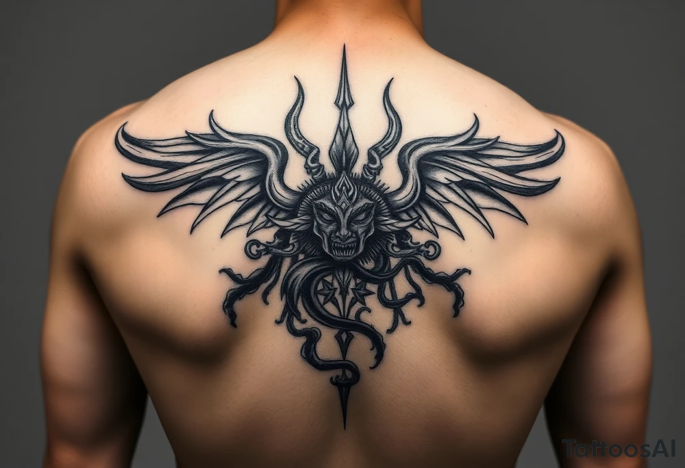 Sak yant Thai tattoo that allows me to access all my powers and magick such as immortality granting immortality to those I ressurect with my blood and creating new magick or allows me to craft new magick grants me telekinesis telepathy allows me to move through shadow to shadow allows me to jump in shadows into the shadow world and move through it allows me to control other people and gods or anyone's magic and body through phychic control as well as seeing spirits and other entities of higher and lower vibrations not seen with naked eyes as well as allows me to communicate with them as  kaluk mizuzu a supreme one or the Lord of lords he who is the supreme reflection of she who is the Lord of the eternal flame tattoo idea