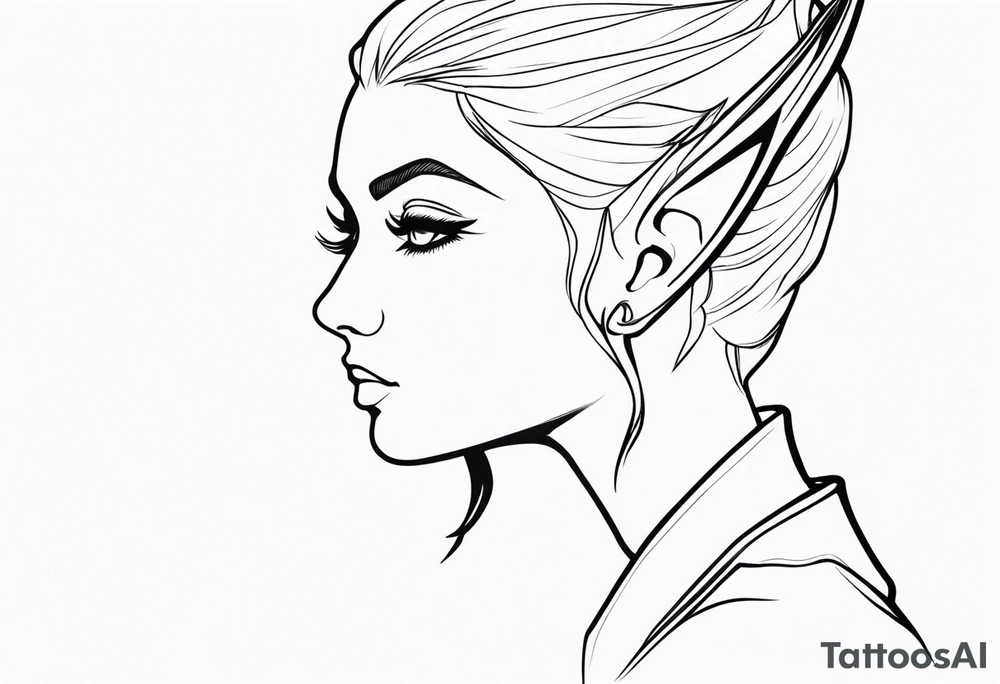 pointed ears elf simple profile tattoo idea