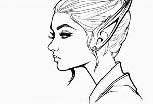pointed ears elf simple profile tattoo idea