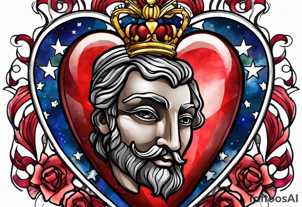 Flag inside of a heart tattoo idea