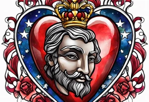 Flag inside of a heart tattoo idea