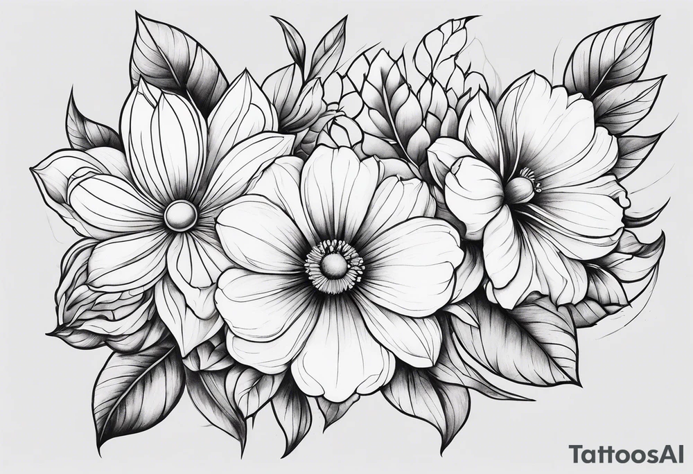 Neotraditional flowers tattoo idea