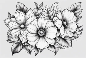 Neotraditional flowers tattoo idea