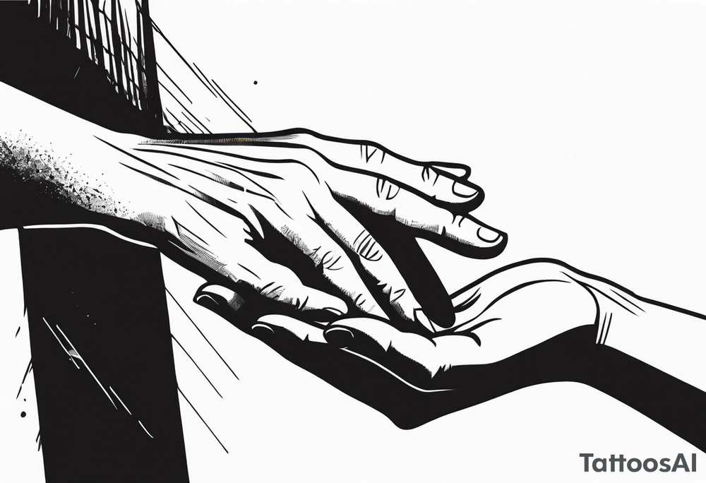 Old Hand reaching out to young hand tattoo idea