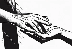 Old Hand reaching out to young hand tattoo idea