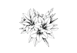 flower bouquet that has daffodil, violet and narcisuss tattoo idea