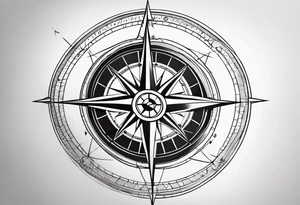 simple basic compass rose with long straight lines tattoo idea