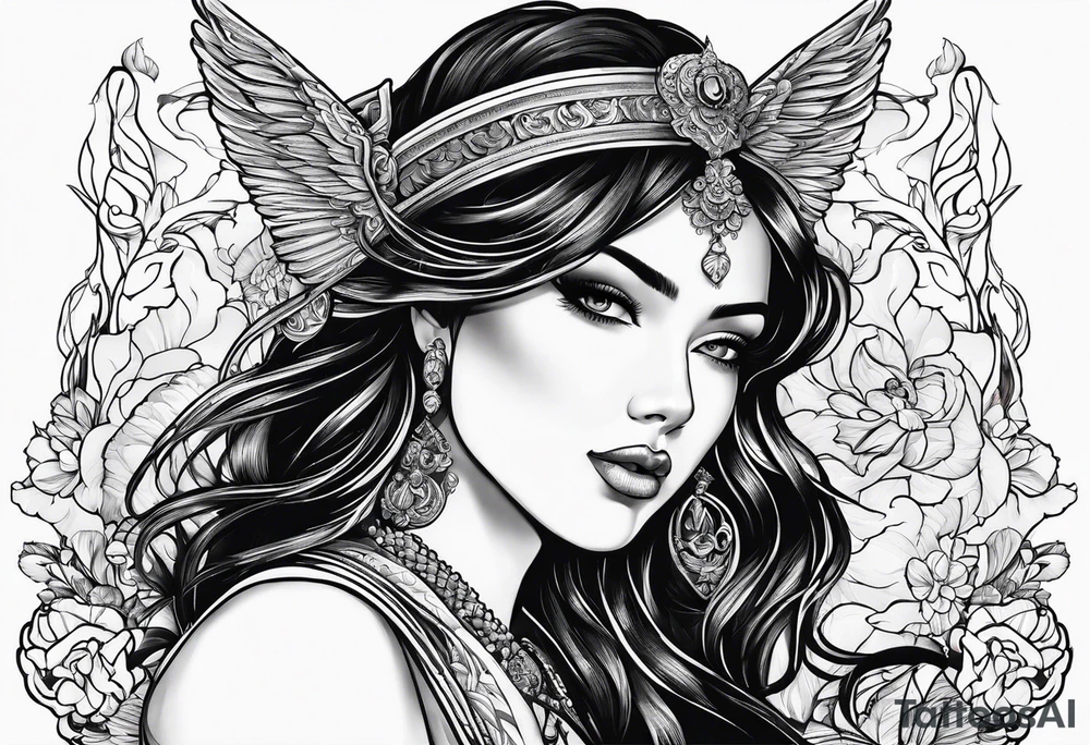 Femida in graphic-style tattoo idea