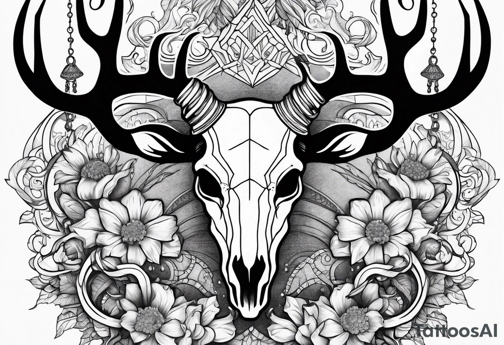 Deer skull with octopus tattoo idea