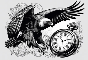 Vulture Holding Pocket watch tattoo idea