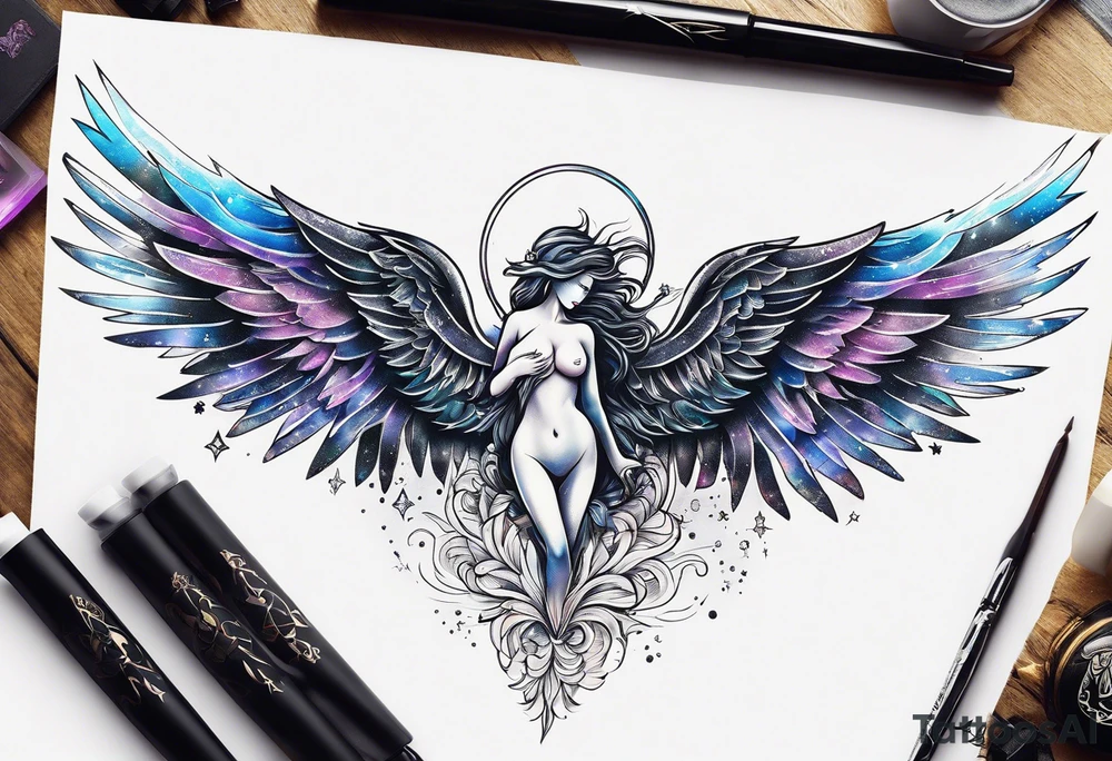 Constellation, Angel wing , animal  snow , cross tattoo idea