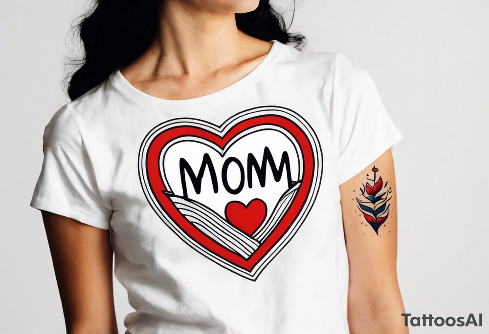 sailor style with word “mom” in a heart tattoo idea