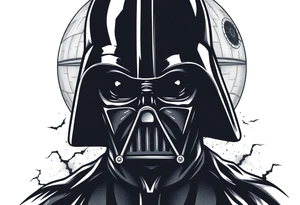 Darth vader with death star in the backdrop tattoo idea