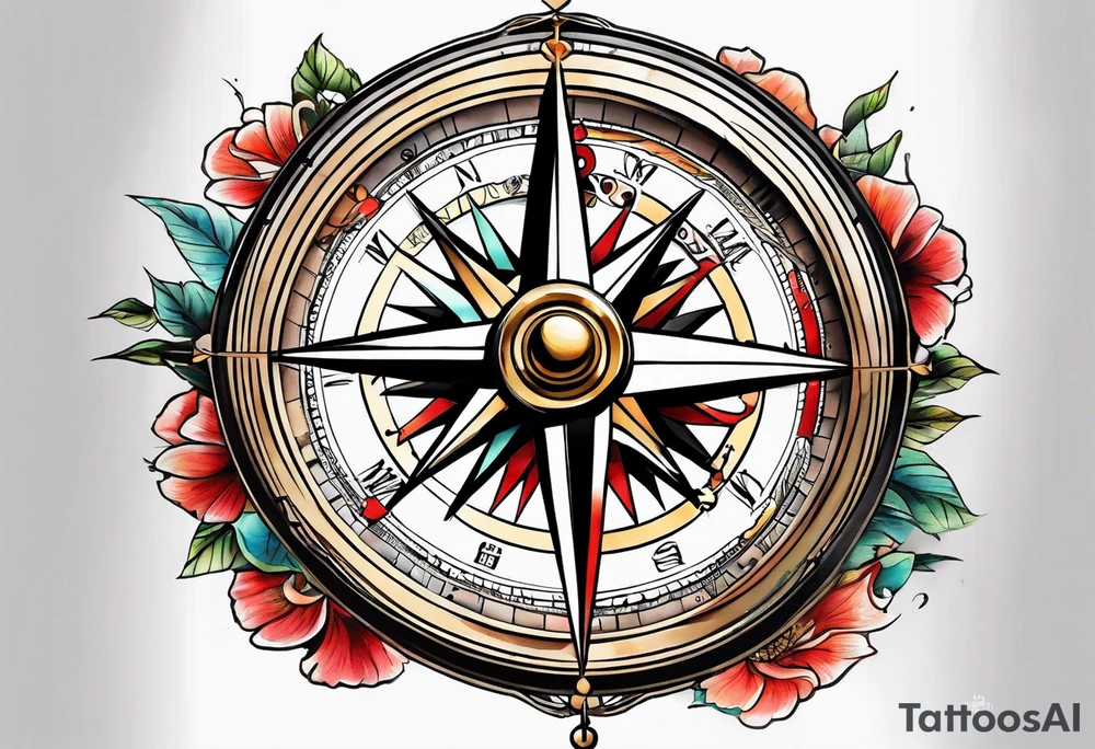 I want a compass combine with Mugiwara Luffy tattoo idea