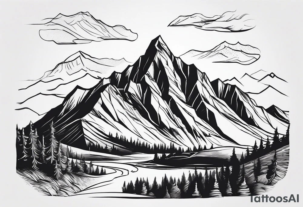 Mountains, concept tattoo idea