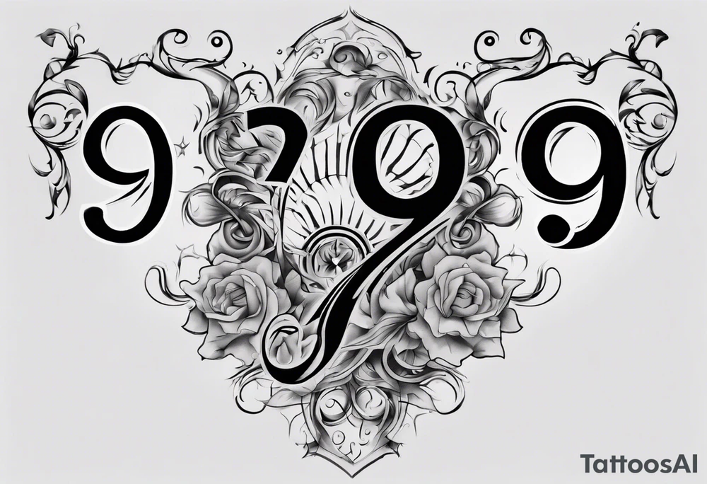 number 9 right side up and upside down connected tattoo black and grey on inside forearm 9:16 aspect ratio tattoo idea