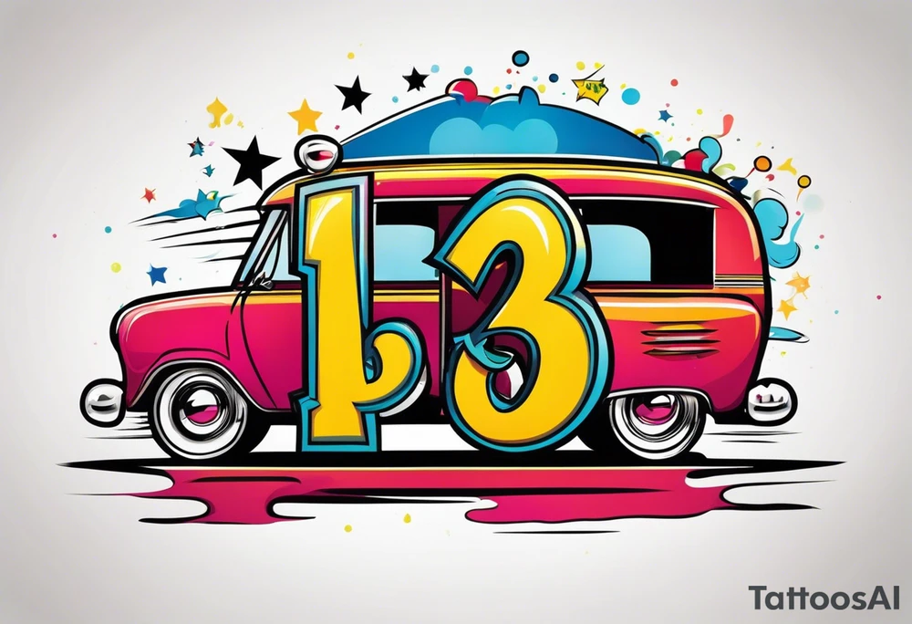 I would like a tattoo, featuring only 
number 13 in a colorful old school style. tattoo idea