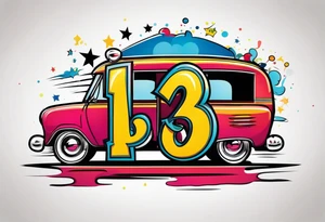 I would like a tattoo, featuring only 
number 13 in a colorful old school style. tattoo idea