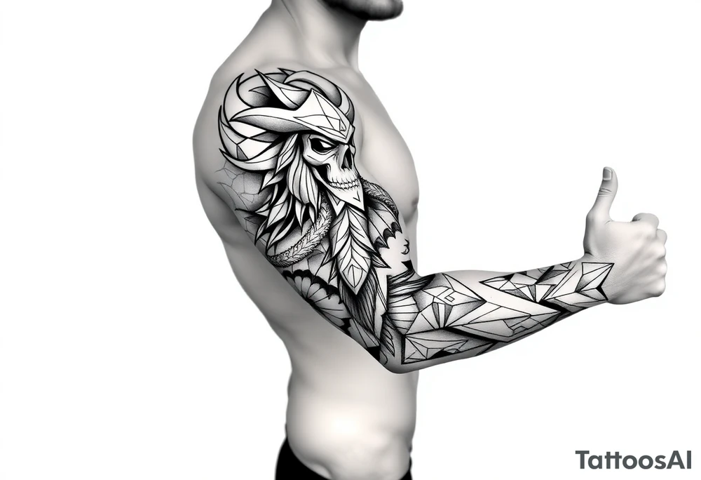 bold line shaman and witch style tattoo idea