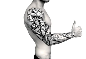 bold line shaman and witch style tattoo idea