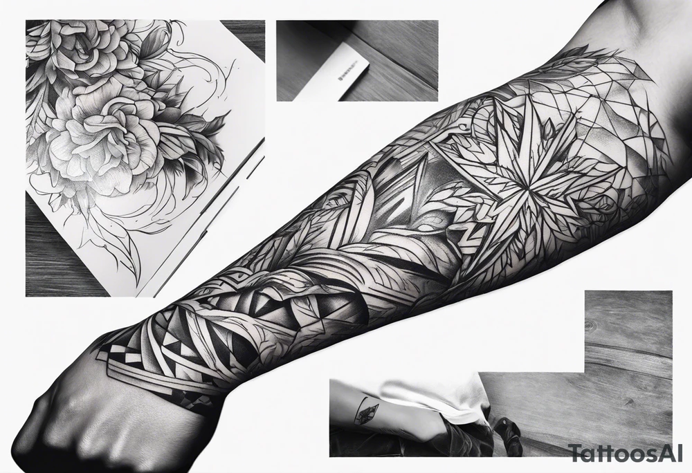 Make an arm sleeve with lightning bolt tattoo idea