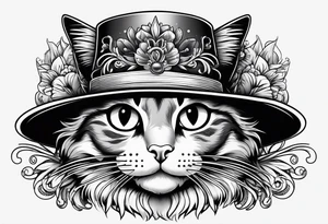 cat with funny hat tattoo idea