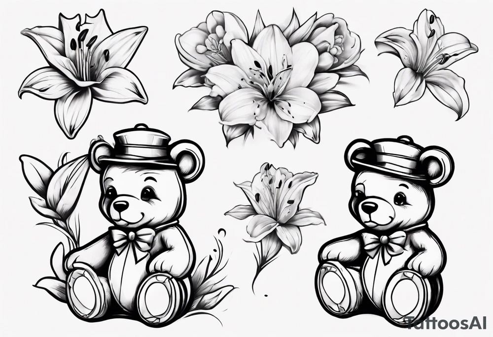 Lily teddy bear tattoo idea