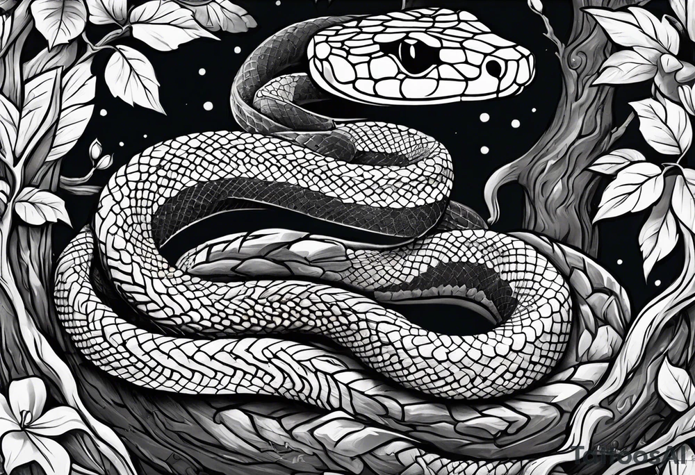 Snake wrapped around a tree tattoo idea