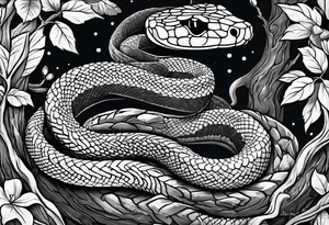 Snake wrapped around a tree tattoo idea