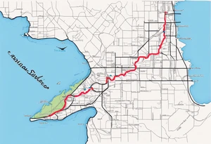 The exact Route from San Francisco to San Diego as a Single Line on the Streetmap from California, without any other Details tattoo idea