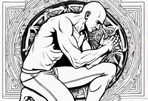 Outline of man kneeling to help person tattoo idea