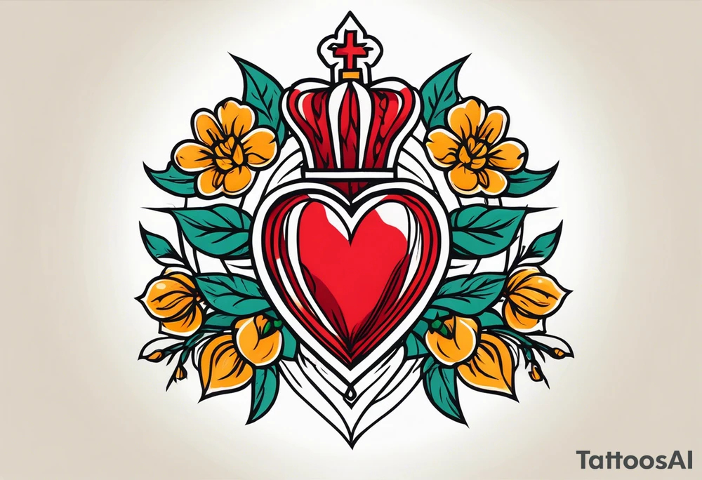 sacred heart vintage traditional tattoo simple sketch old school bold colors with banner christian
sympbol
flowers tattoo idea