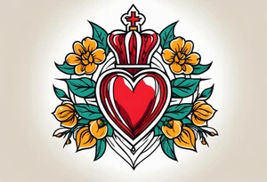 sacred heart vintage traditional tattoo simple sketch old school bold colors with banner christian
sympbol
flowers tattoo idea