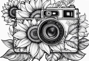 Tournesol,  rose flower, Camera, wave, palmier tattoo idea