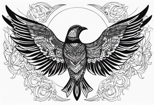 blackwork style with its wings outstretched in flight tattoo idea